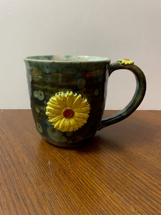 Green Speckled Sunflower Mug