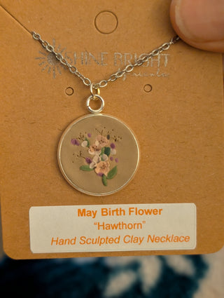May Birth Flower Clay Necklace