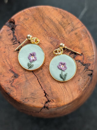 February Birth Flower Clay Earrings