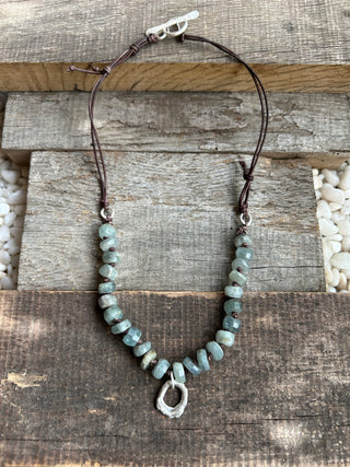 Green Kyanite and Silver Necklace