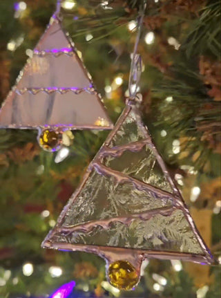 Stained glass garland tree ornament