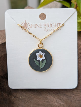 December Birth Flower Clay Necklace