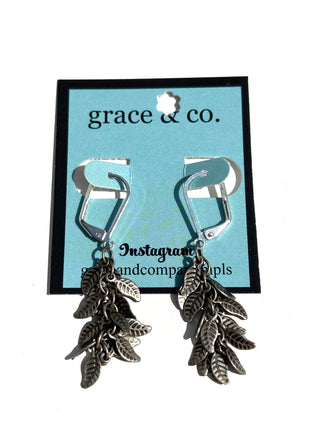 Antique Silver Leaf Leverback Earrings