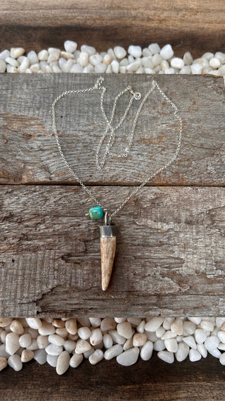 Antler Tip and Turquoise Necklace