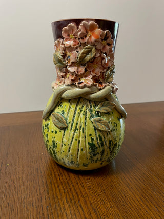 Green and Purple Floral Vase