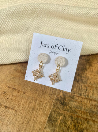 Ivory with Cubic Zirconia Charm Earrings