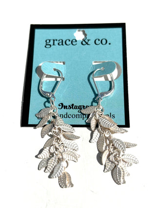 Bright Silver Leaf Leverback  Earrings