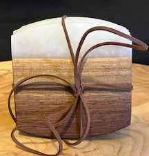 Coaster Set Walnut/White