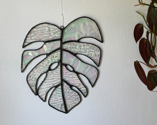 Stained Glass Monstera Leaf - Iridescent Clear