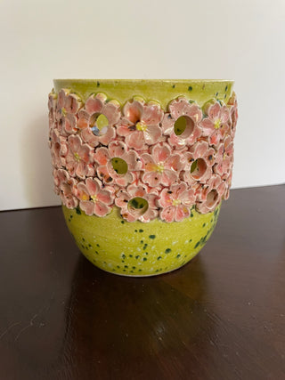 Lime Speckled Floral Luminary