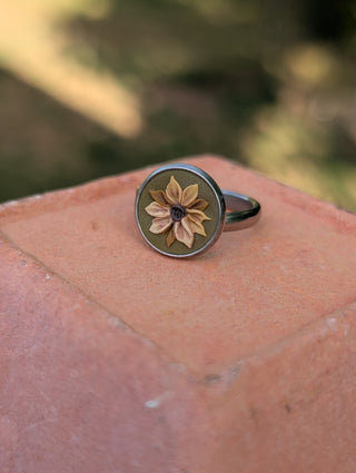 Yellow Floral Clay Ring