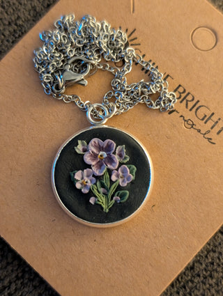 February Birth Flower Clay Necklace