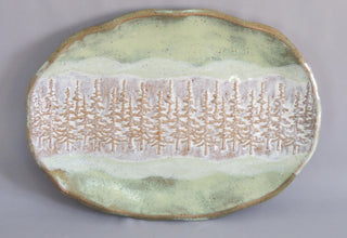 OVAL scalloped tray/trees 337