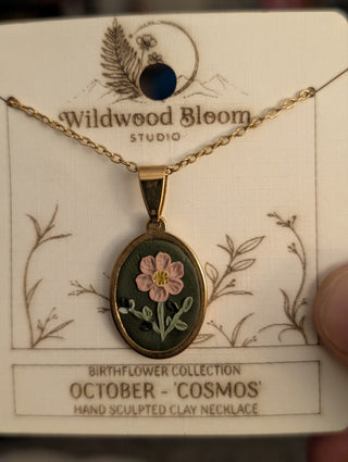 October Birth Flower Clay Necklace