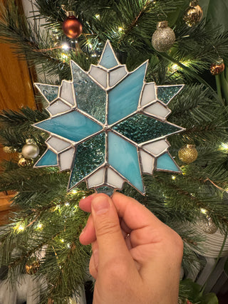 Stained Glass Snowflake - Type 4 - Light Blue