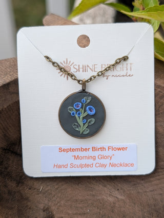 September Birth Flower Clay Necklace