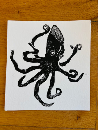 Linocut Original Print "Octopus"