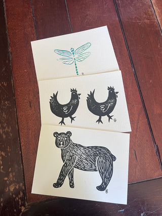 5 x 7 assorted linocut prints