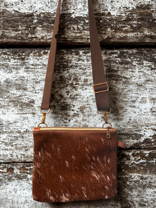 Flat Cowhide Crossbody Purse