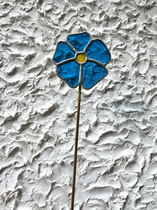 Stained Glass Flower Stake - Blue Helibore
