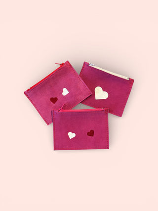 Suede Heart Zip Wallet
