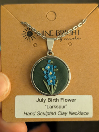 July Birth Flower Clay Necklace