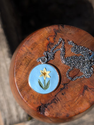 March Birth Flower Clay Necklace