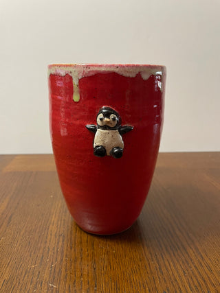 Red Vase with Penguin