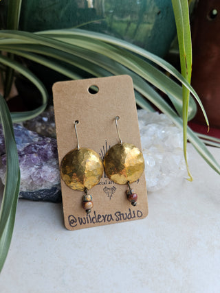 Brass Hammered Disc Earrings