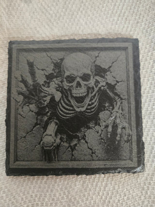 Skeleton slate coaster