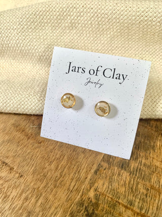 Gold Border Stud Earrings