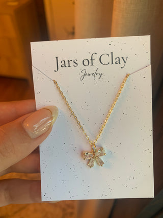 Cz bow necklace