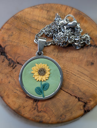 Sunflower Clay Necklace