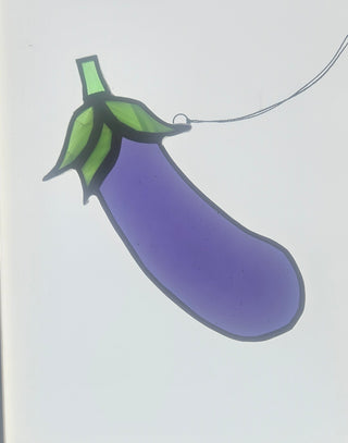 Stained glass egg plant suncatcher