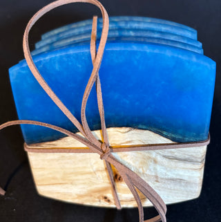 Coaster Set Maple/Blue