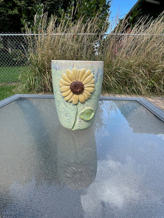 Mint Speckle Sunflower Vase