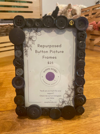 Repurposed Button Picture Frames - Black