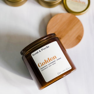 Golden Scented Candle - 15 oz Amber Jar