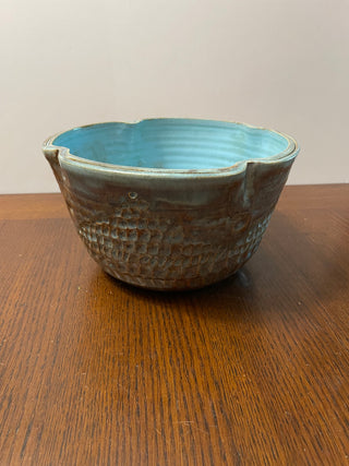 Blue Carved Mixing Bowl