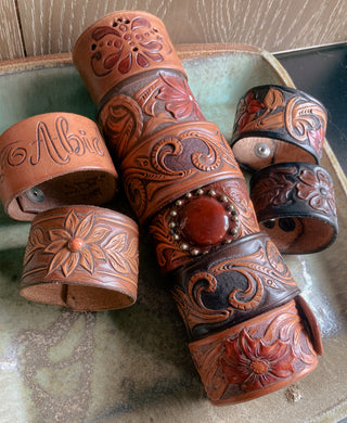 Leather Cuff - Tooled Wide