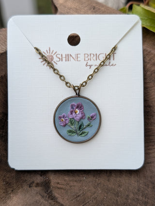February Birth Flower Clay Necklace