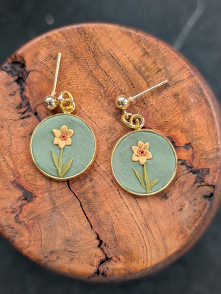 March Birth Flower Clay Earrings