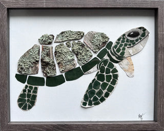 Original Nature Art Green Turtle "Finn"