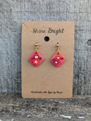 Bright Floral Clay Earrings