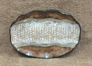 OVAL scalloped tray/trees 940