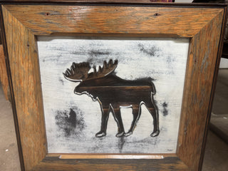 Rustic framed moose