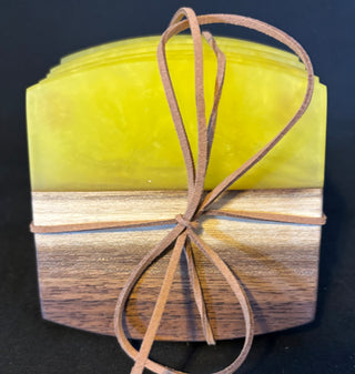 Coaster Set Walnut/Yellow
