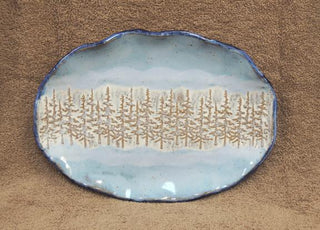 OVAL scalloped tray/trees 851