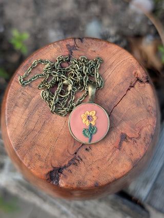 Golden Flower Clay Necklace