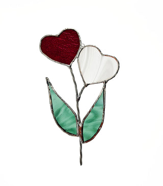 Stained Glass heart flower Suncatcher